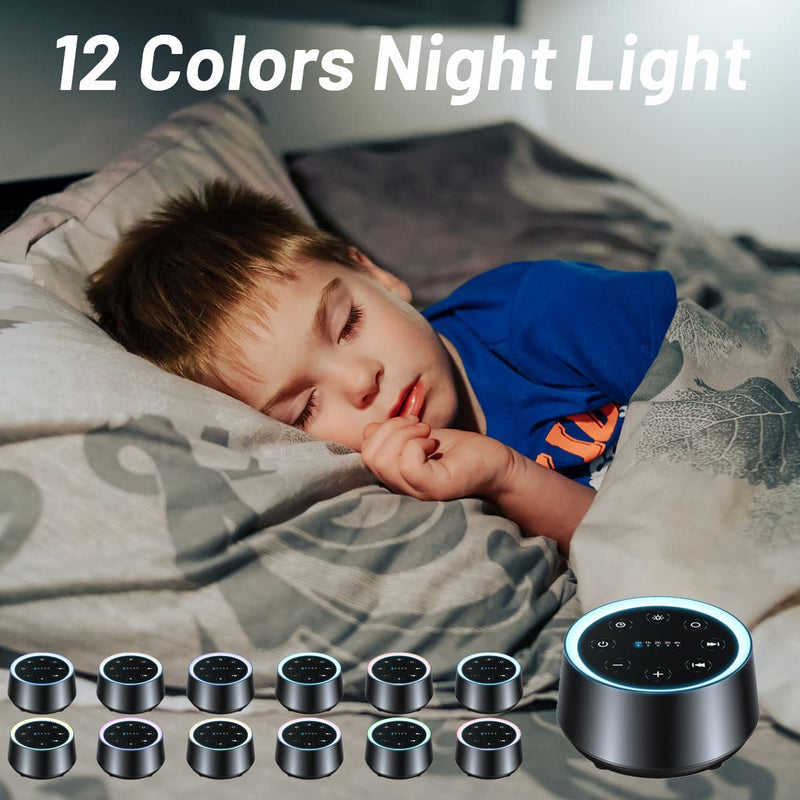 [Australia] - EasyHome Sleep Sound Machine White Noise Machines with 30 Soothing Sounds 12 Adjustable Night Light 10 Adjustment Brightness 36 Levels of Volume 5 Timers and Memory Function Home Travel Office Black 