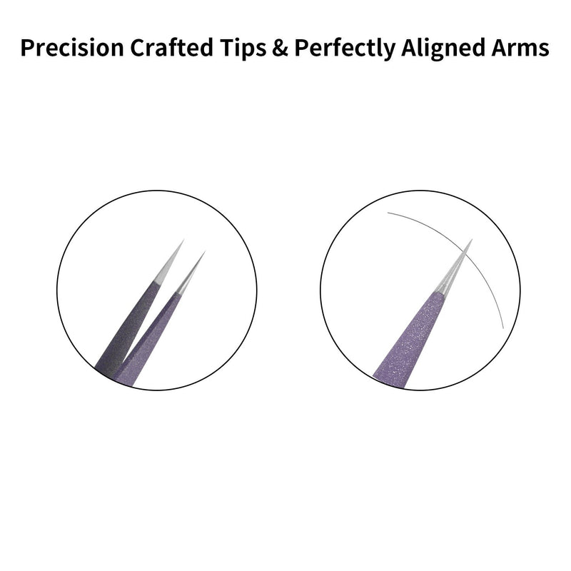 [Australia] - Tweezers for Eyelash Extension Hand Crafted Surgical Stainless Steel Metallic Purple Powder Coated (Supper Straight Tip.) Supper Straight Tip. 