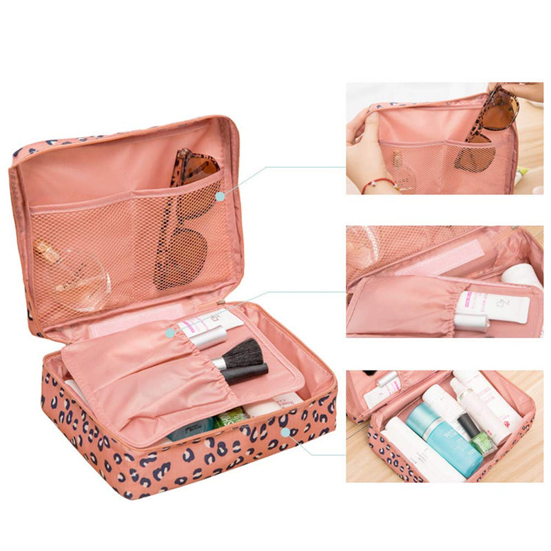 [Australia] - CalorMixs Travel Cosmetic Bag Printed Multifunction Portable Toiletry Bag Cosmetic Makeup Pouch Case Organizer Bathroom Storage Bag for Travel for Women Girls Leopard print 