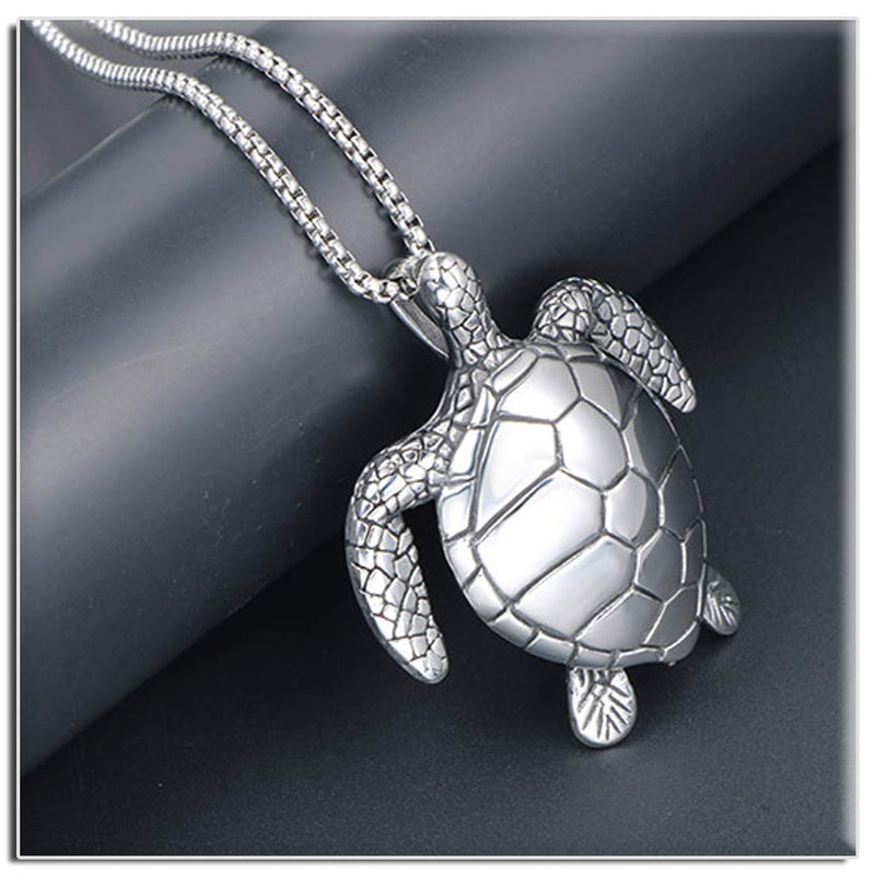 [Australia] - Xusamss Punk Rock Titanium Steel Turtle Tag Pendant Chain Necklace,24inches Box Chain 316L Steel Turtle 