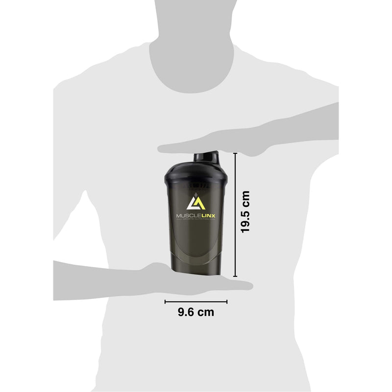 [Australia] - Musclelinx Sports Nutrition Protein shaker screw top 100% LEAK PROOF drinks bottle 600ml to 800ml by Musc (black/grey) Black Transparent 
