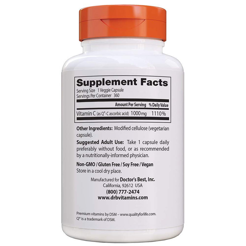 [Australia] - Doctor's Best Vitamin C with Quali-C 1000 mg, Healthy Immune System, 360 Count (Pack of 1) 360 Count (Pack of 1) 