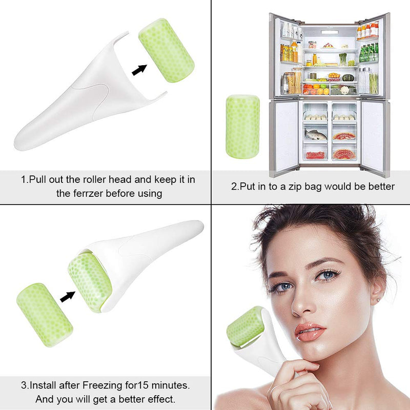 [Australia] - BFASU Ice Roller for Face & Eye Puffiness Migraine Relief, Ice Face Rollers for Women Facial Massager, Minor Injury, Headaches Relief, Anti Wrinkle Skin Care Product White-Green 