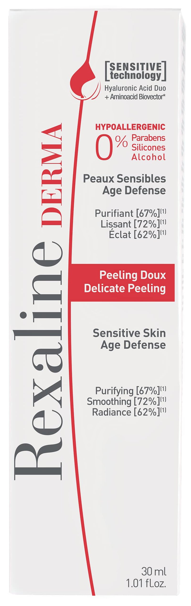 [Australia] - Rexaline Derma Delicate Peeling - Purifying - Smoothing - Radiance - Anti-aging face peeling with Hyaluronic Acid - Exfoliating, cleaning and hypoallergenic - Sensitive skin - Gentle peeling - 30ml 