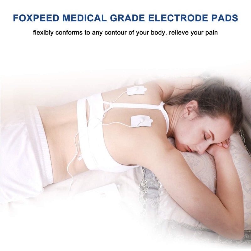 [Australia] - TENS/EMS Unit Replacement Pads, FOXPEED Upgraded 3rd Gen Large Premium Super Sturdy Snap Electrode Patches with Self-Adhesive Performance for Pain & Muscle Relief Reusable Up to 30 Times 