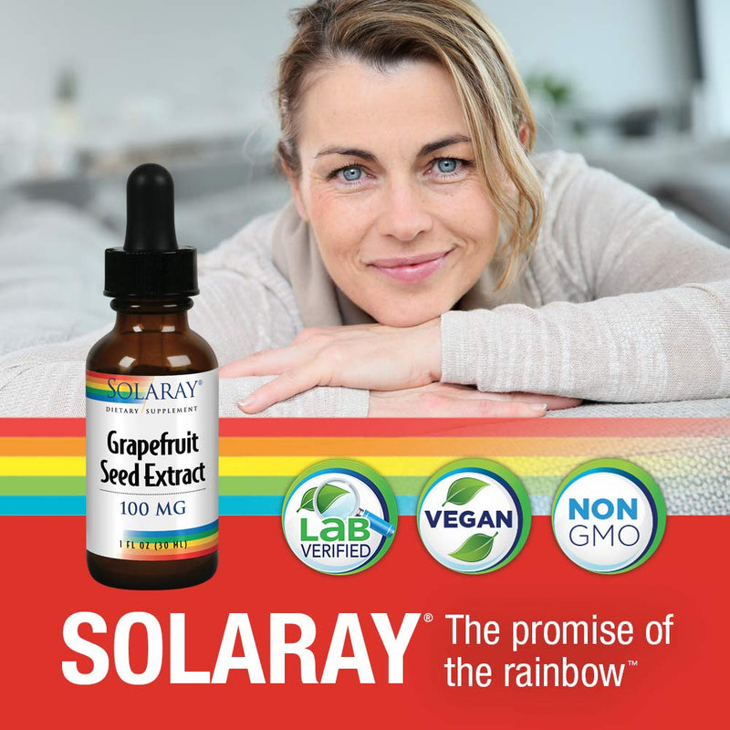 [Australia] - Solaray Grapefruit Seed Extract 100mg | Unflavored Liquid GSE for Healthy Immune System & Digestion Support | Vegan | 100 Servings | 1 Fl. Oz. 