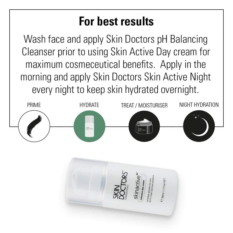 [Australia] - Skin Doctors Skinactive 14 Intensive Day Cream Moisturiser for the face, with SPF15, Skin Active helps hydration, firmness, anti ageing & reduces redness, pore size, fine lines, wrinkles, sagging skin, sun spots, uneven skin tone and pigmentation - 50ml 