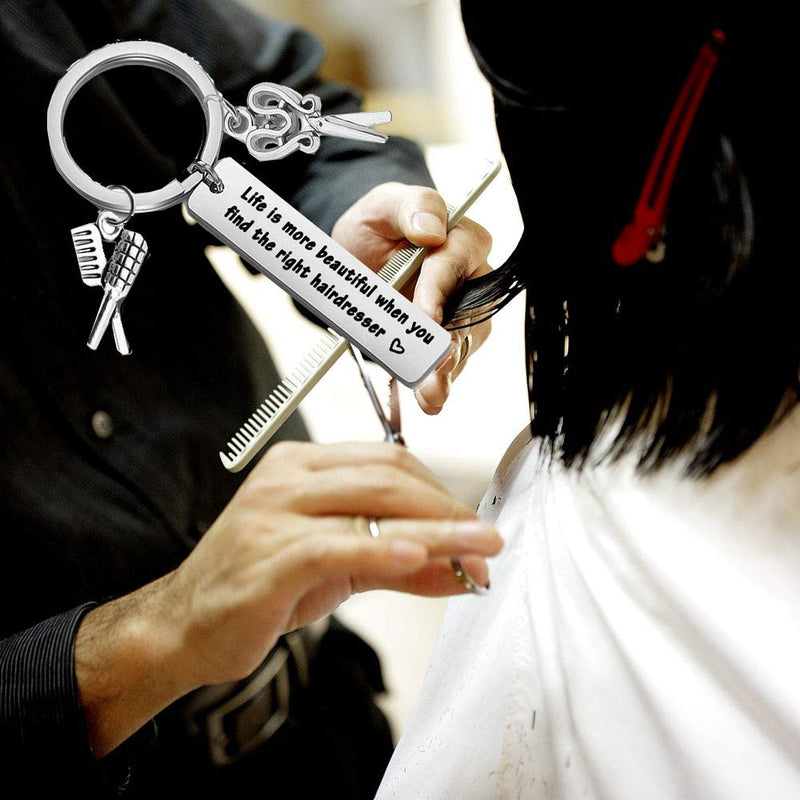 [Australia] - AKTAP Hair Stylist Gifts Comb Charm Pendant Keychain Hairdresser Gifts Barber Appreciation Gift Hairdresser Keychain 