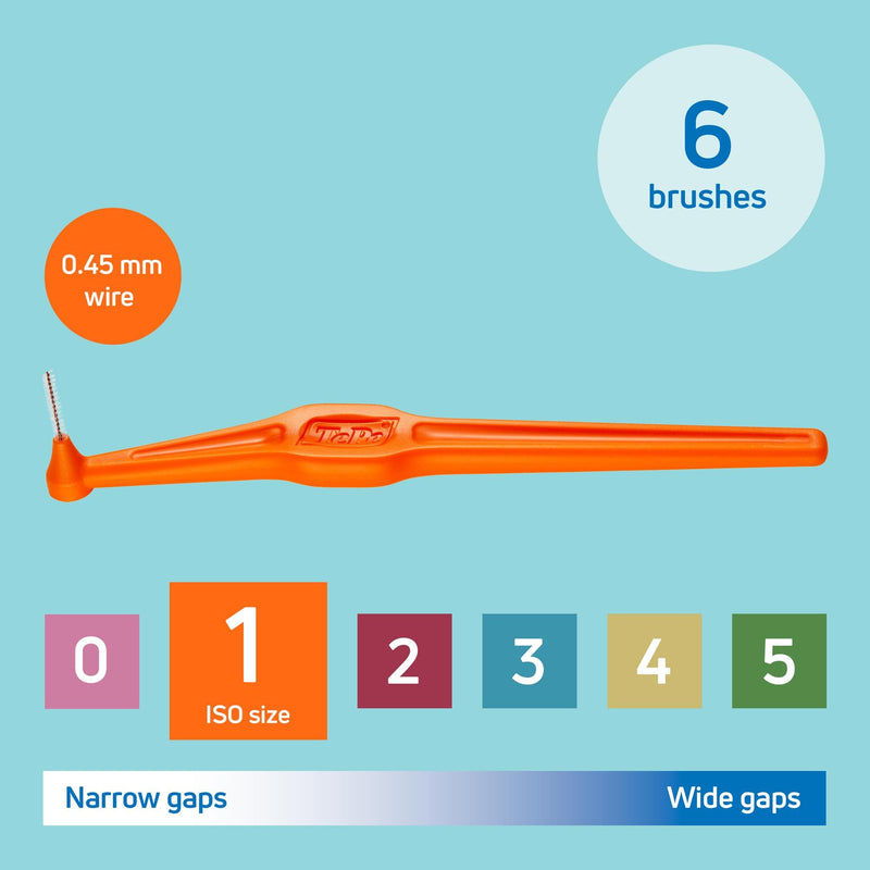 [Australia] - Tepe Angled 0.45mm Orange Interdental Brushes - Pack of 6 (Packaging may vary) 6 Count (Pack of 1) 