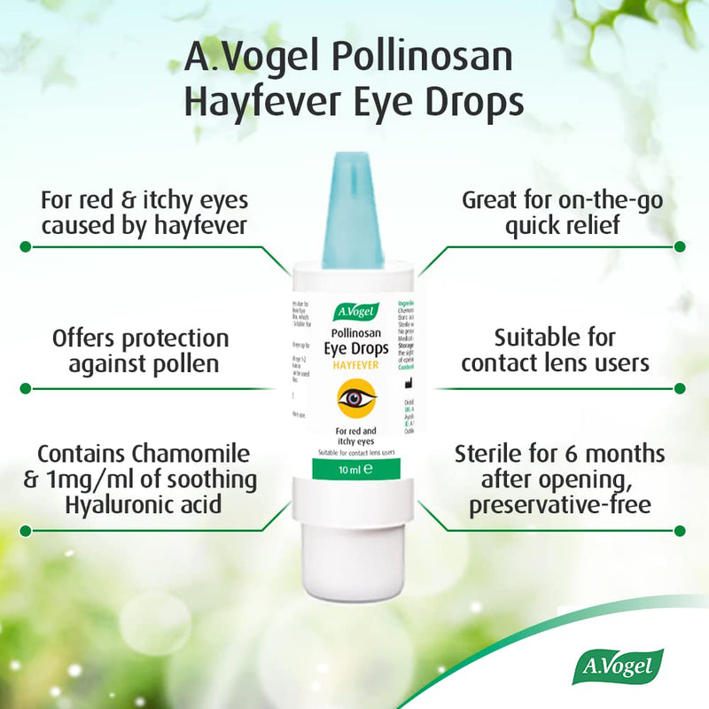 [Australia] - A.Vogel Pollinosan Hayfever Eye Drops | for Quick Relief of Red and Itchy Eyes | with Chamomile and Soothing Hyaluronic Acid | 300 Drops | 10ml 