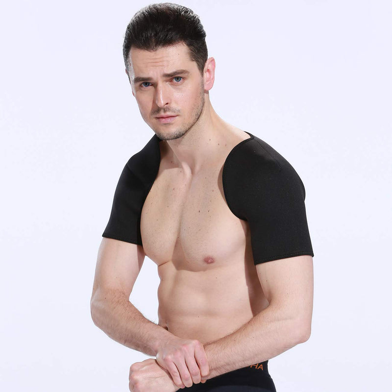 [Australia] - KING OF FLASH Double Shoulder Support Neoprene Wrap Protector Unisex Men Ladies Injury Protect Sprains, Dislocation of Shoulder Joint (Large) Large 