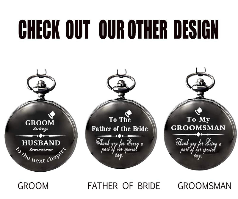 [Australia] - Gifts for Groomsman from Groom Pocket Watch to My Groomsman White Dial for Groomsman, Wedding Gifts for Men，Engraved Pocket Watch with Gift Box for Men 