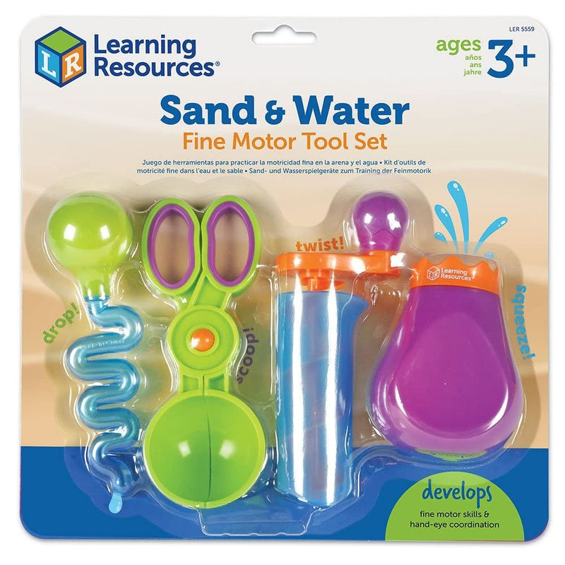 [Australia] - Learning Resources Sand & Water Fine Motor Set - 4 Pieces, Ages 3+ Toddler Learning Toys, Educational Toys for Toddlers, Fine Motor Tool Set, Sensory Toy, Sand Table Toys Sand & Water Set 