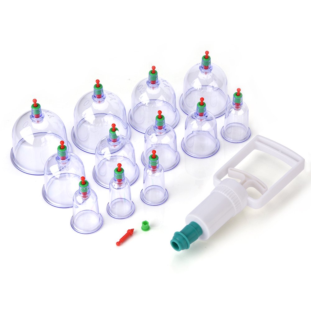 [Australia] - Cupping set, cupping glass set, cupping glasses Professional Chinese cupping therapy set with pump handle and 12 suction cups for the vacuum cupping set 