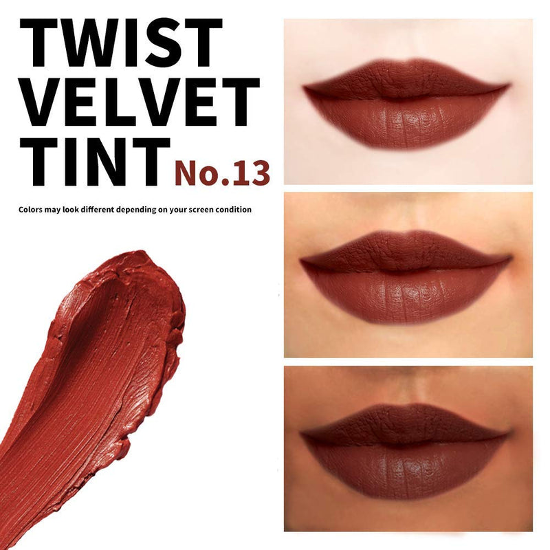 [Australia] - Long Lasting Lip Stain for Lips and Cheek Tint Various Korea Velvet Plumping Lip Marker Lip Matte tints | PASSIONCAT Twist Velvet Tint #13 (No.13) Chilly Brown 