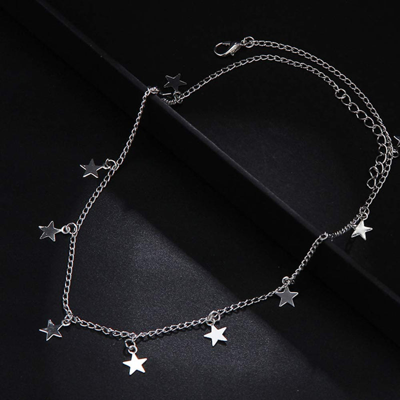 [Australia] - Star Necklace Choker for Women Cute Bead Necklace for Teen Girl Star Choker Necklace Style A(gold+Silver) 