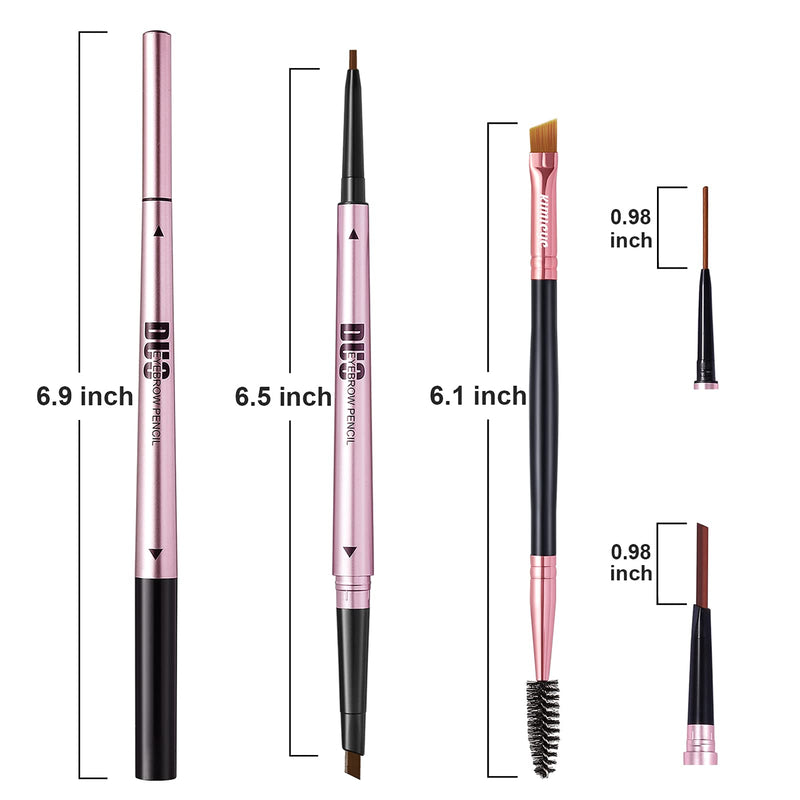 [Australia] - [2 Pack] Dual-Ends Eyebrow Pencil, PROFESSIONAL MAKEUP Defines and Fill 2 in 1 Mechanical Brow Pencil Kit with Brow Brush for Waterproof Long-lasting Brow Makeup,Up to 12 Hour Wear, By KIMIEYE (#1 Black) （#1 Black） 