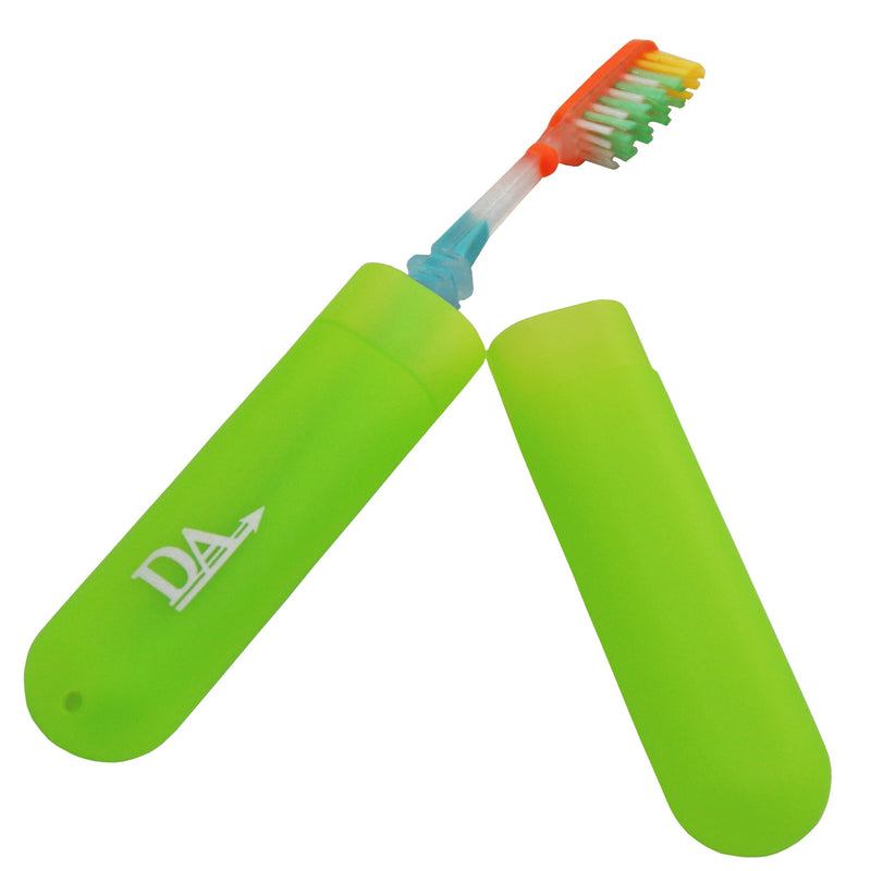 [Australia] - 4 x Toothbrush Case Travel Cover ~ Plastic Holder, Store Clean Brushes on Holidays (Pink, Blue, Green & Orange) Set of 4 Colours 