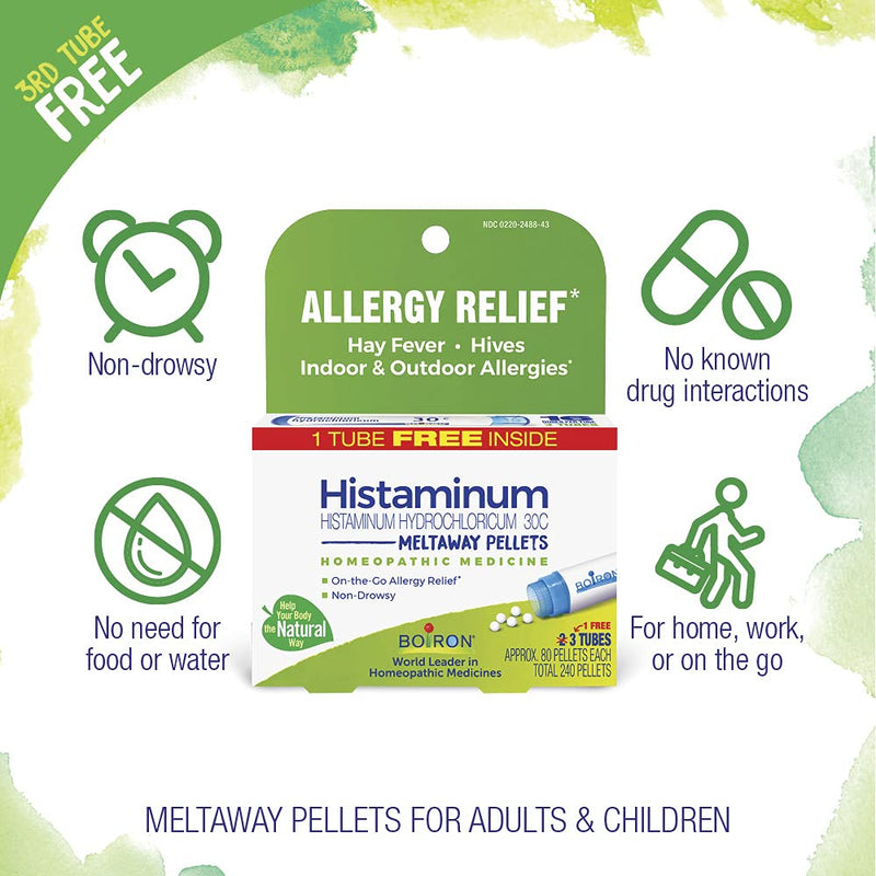 [Australia] - Boiron Histaminum Hydrochloricum 30C Homeopathic Medicine For Indoor Or Outdoor Allergy Relief, Hay Fever, And Hives - 3 Count (240 Pellets) 