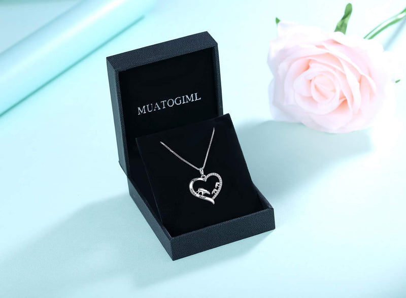 [Australia] - MUATOGIML 925 Sterling Silver Mama Bear Panda Love Heart Pendant Animal Necklace Mother Son Daughter Jewelry Gifts for Women Mom Family 2 cubs 