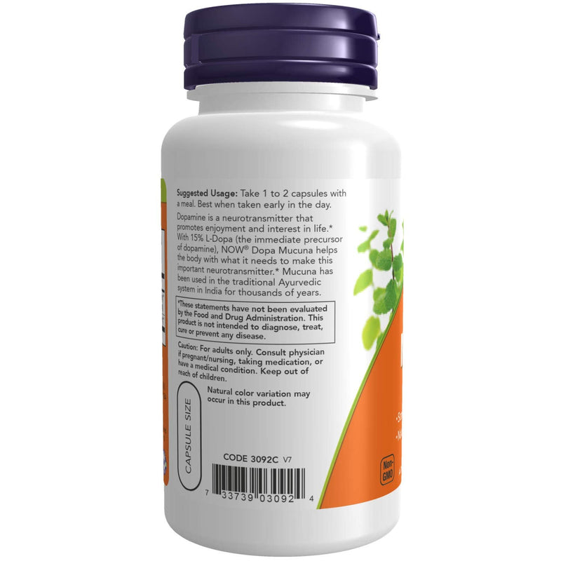 [Australia] - NOW Supplements, DOPA Mucuna, Standardized Mucuna Extract with Naturally Occurring 15% L-Dopa, 90 Veg Capsules mucunna 90 Count (Pack of 1) 