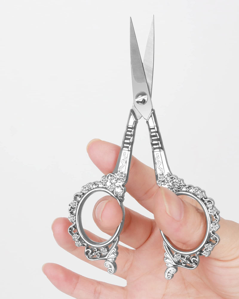 [Australia] - Eyebrow Grooming Scissors, Gemice Vintage Stainless Steel Cuticle Precision Beauty Grooming for Nail, Facial Hair, Eyebrow, Eyelash, Nose Hair, Moustache, Manicure 