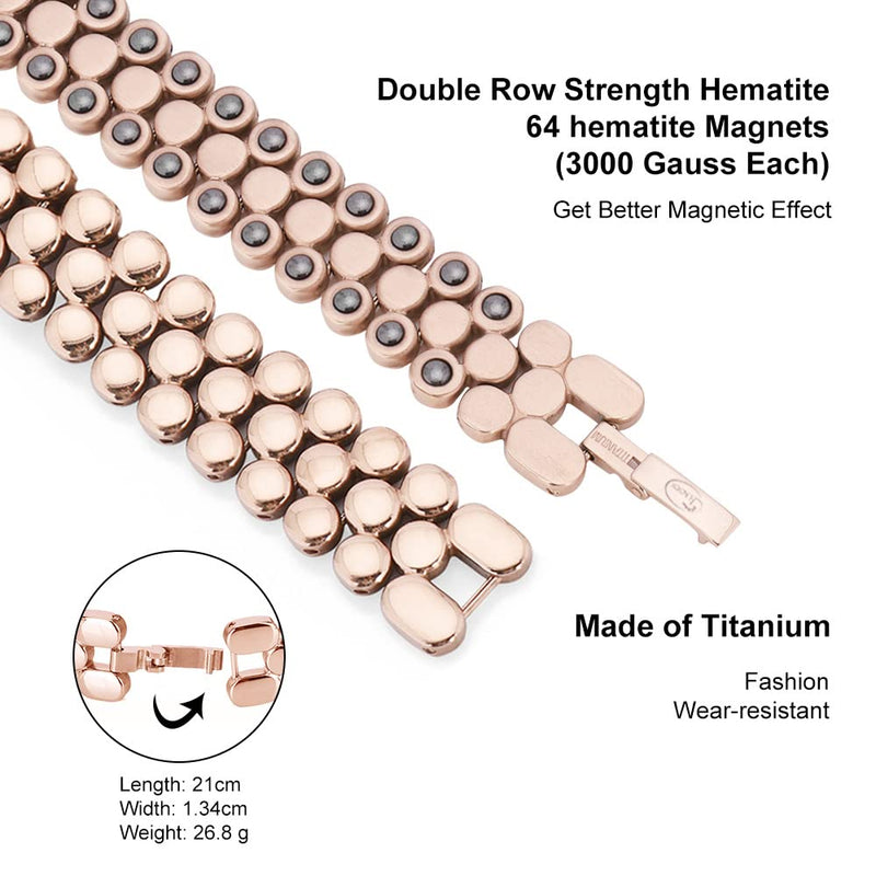 [Australia] - JEROOT Women Titanium Magnetic Bracelets,Titanium Magnetic Bracelets Gifts for Women with Free Link+Removal Tool(3500 Gauss) Rose Gold 2 