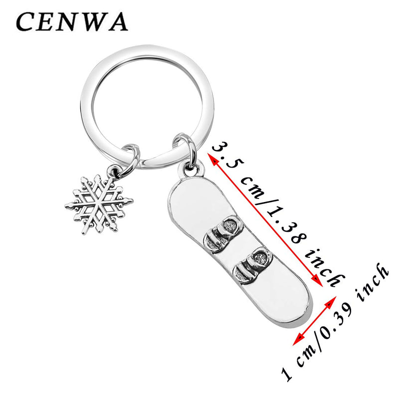 [Australia] - CENWA Snowboarder Gift 3D Snowboard and Snowflake Pendant Snowboarding Keychain Snowboarder Team Gift 