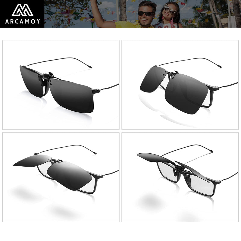 [Australia] - ARCAMOY Clip on Sunglasses Over Prescription Glasses Polarized Anti Glare Flip Up UV Protection Driving Glasses For Men Women Black 