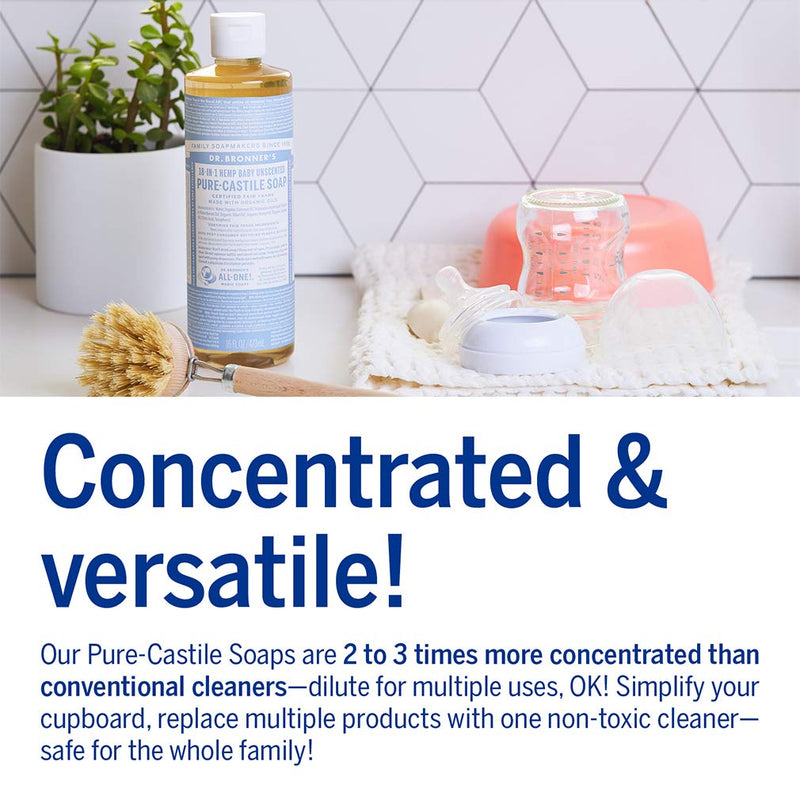 [Australia] - DR BRONNERS Organic Baby Pure Castille Liquid Soap 473ml (PACK OF 1) Unscented 473 ml (Pack of 1) 