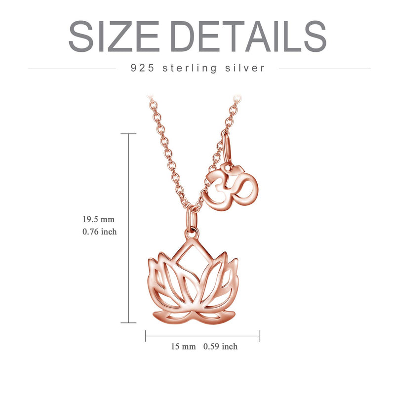 [Australia] - SOULMEET Sterling Silver Yoga Lotus Flower Necklace for Women Girls with Inspirational Quote on Gift Card, Happy Birthday Gifts for Mom Daughter C-Rose Gold 