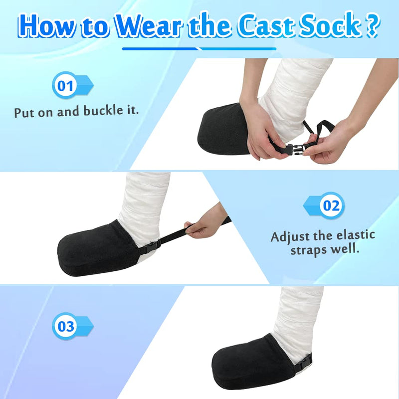 [Australia] - Cast Sock Toe Cover Soft for Foot Warmer Socks Walking Boot Broken Toe Ankle Orthotic Sock Protector Accessories After Surgery Orthopedic Boot Sock Leg Cast Covers (1 PCS) Black 