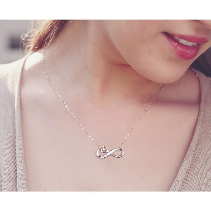 [Australia] - NINAMAID Necklace for Women Girls Wife 925 Sterling Silver Necklace Infinity Forever Love Heart Jewelery Pendant Present for her 