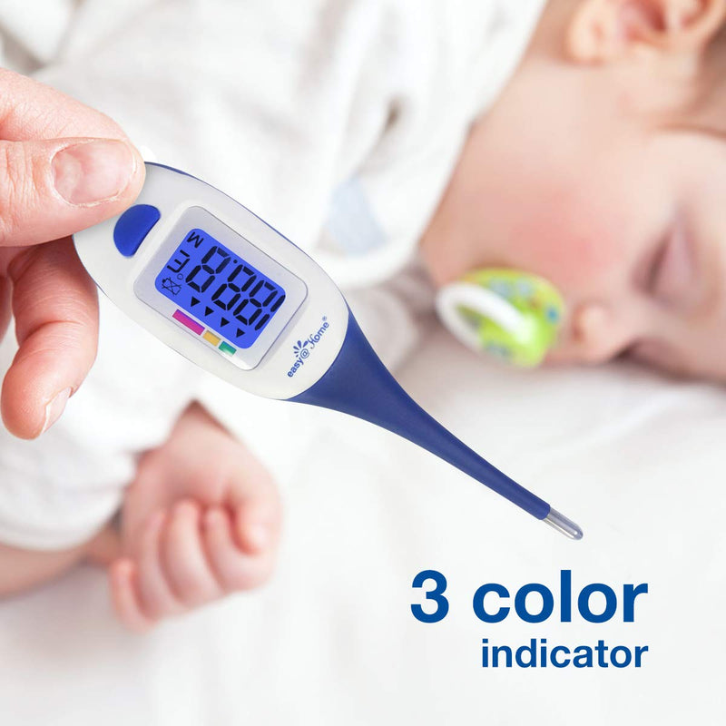 [Australia] - Digital Medical Baby Fever Oral Thermometer, Rectal or Axillary Underarm Body Temperature Measurement with Backlit LCD Display, Waterproof Flexible tip,Test Completion & Fever Alarm-EMT-026 