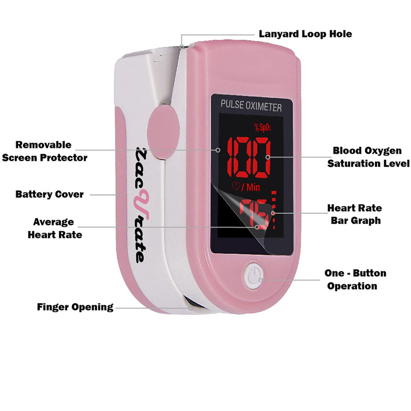 [Australia] - Zacurate Pro Series 500DL Fingertip Pulse Oximeter and Blood Oxygen Saturation Monitor (Blushing Pink) 