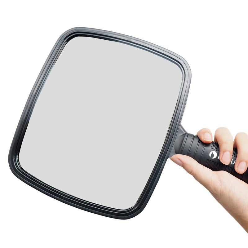 [Australia] - HYOUJIN Hairdressing Hand Mirror Professional Handheld Salon Barbers Hairdressers Paddle Mirror Tool with Handle Black 