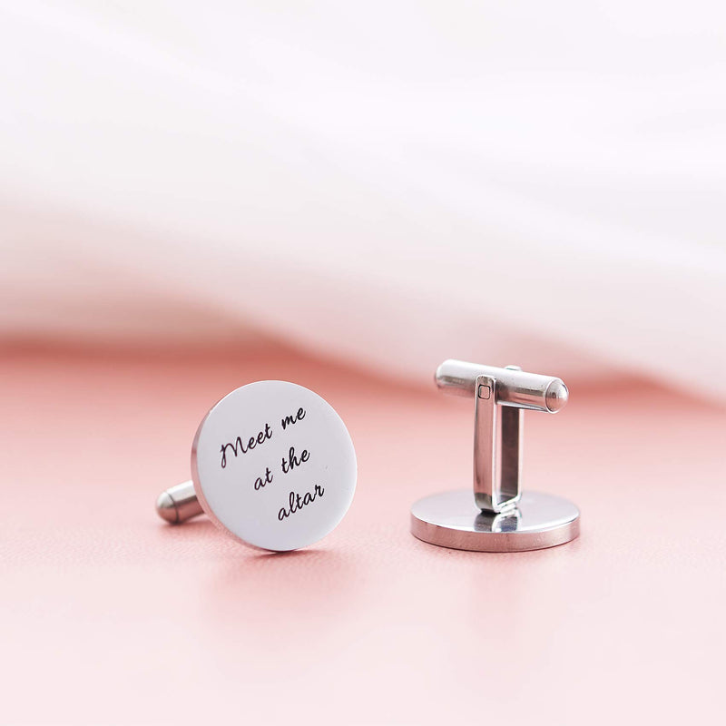 [Australia] - Melix Home Stainless Steel CuffLinks for Men Groom Meet Me at The Altar Wedding Gifts Cuff Links our forever and always stars today 