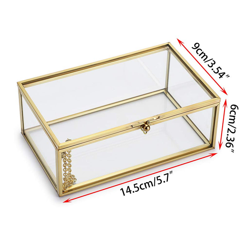 [Australia] - Hipiwe Vintage Glass Keepsake Box, Rectangle Jewelry Display Organizer Box Vanity Lidded Box Home Decor Accent Decorative Box for Storage Trinket Rings Bracelet Small 