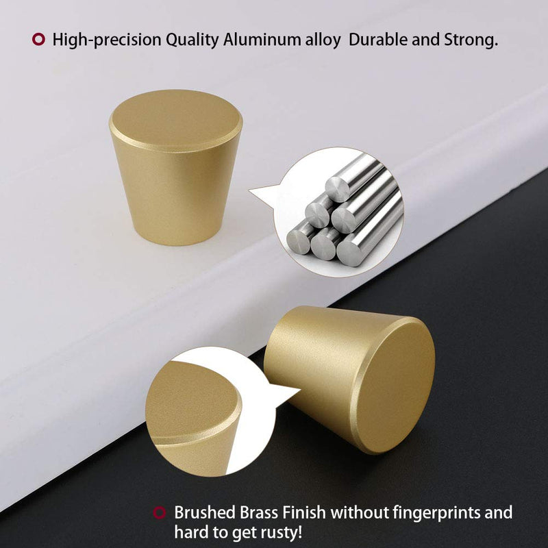 [Australia] - homdiy Brushed Brass Cabinet Knobs Gold Dresser Knobs-LS745GD Solid Round Drawer Knobs Gold Knobs for Dresser Drawers Gold Kitchen Cabinet Hardware 5 Pack 
