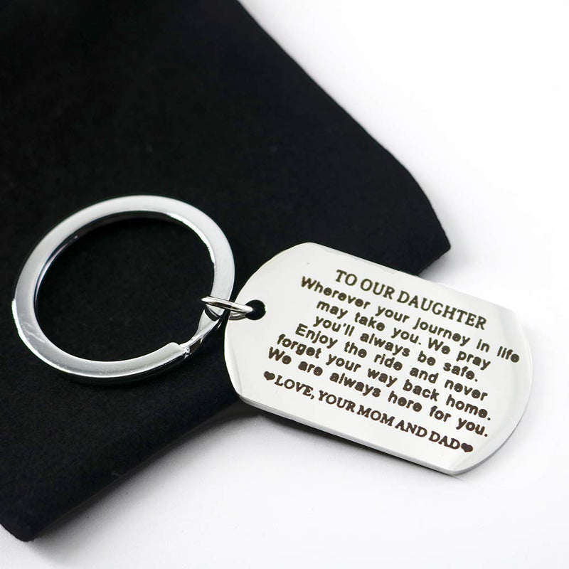 [Australia] - Hibetek to Our Daughter Graduation Gift We Pray You'll Always be Safe Enjoy The Ride and Never Forget Your Way Back Home Keychain Daughter Stepdaughter Gifts from Mom and Dad 