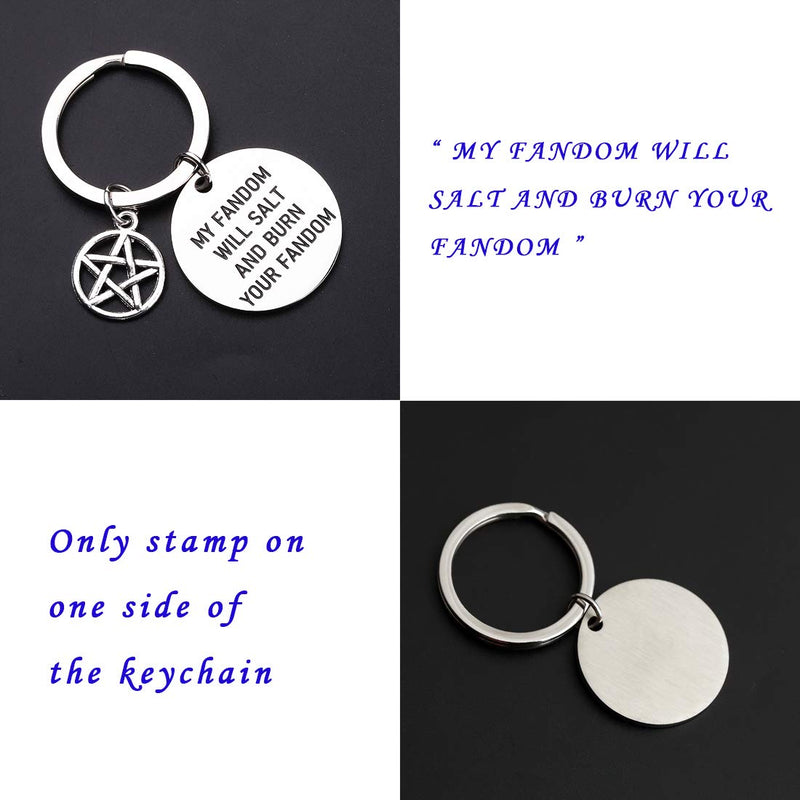 [Australia] - CENWA Supernatural Inspired Jewelry Supernatural Quote My Fandom Will Salt and Burn Your Fandom Keychain SPN Jewelry Gift for Supernatural Fans Sam Dean Winchester Gift 