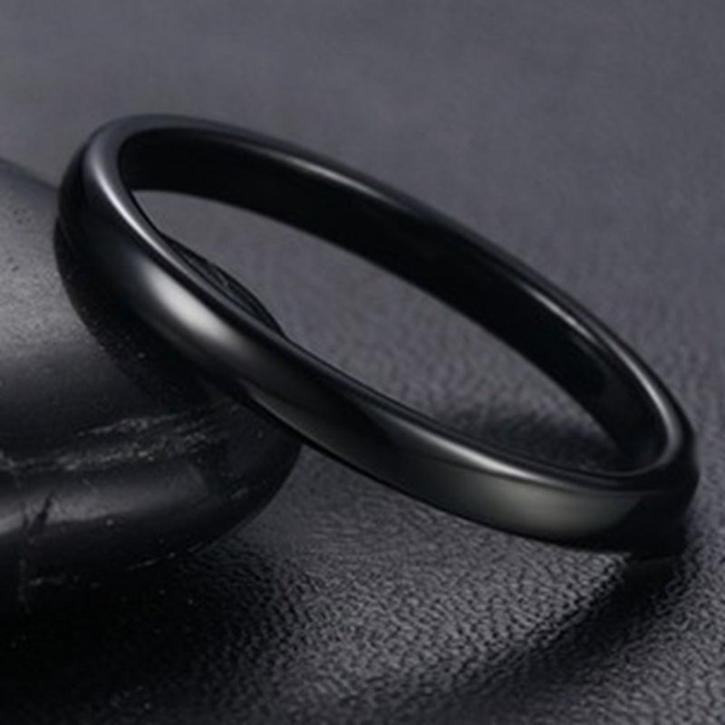 [Australia] - 2MM Tungsten Carbide Stackable Ring Plain Wedding Band Black 4 