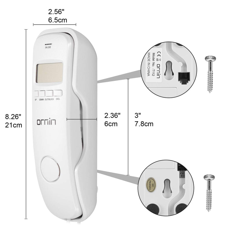[Australia] - Ornin T112 Trimline Corded Telephone with Caller ID(Off-White) Off-White 