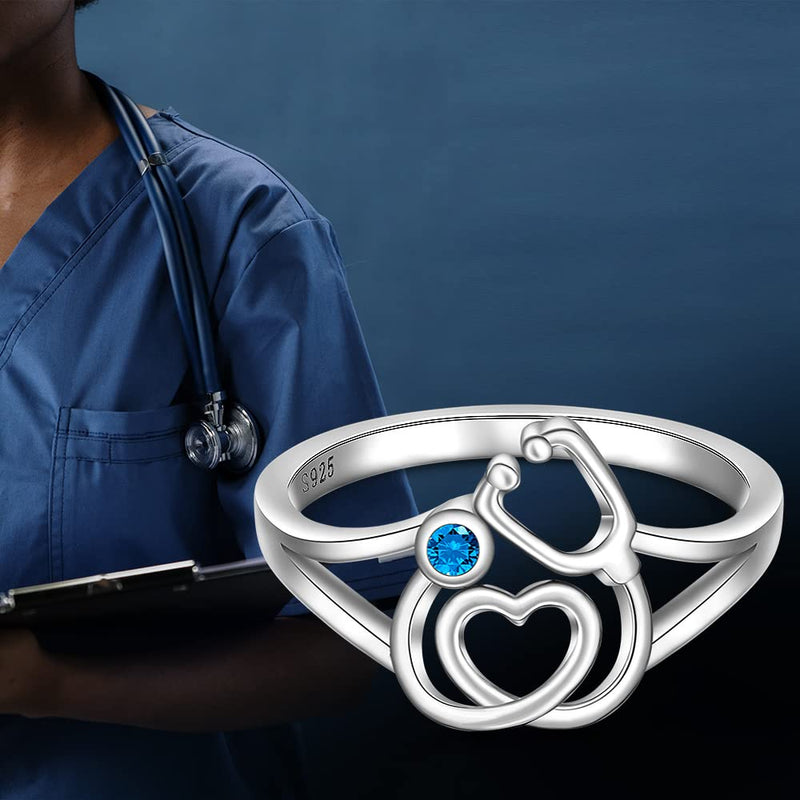 [Australia] - Nurse Stethoscope Ring for Women Sterling Silver BSN Graduation Future Doctor Gifts Medical Student Rn Nurses Jewelry 7 