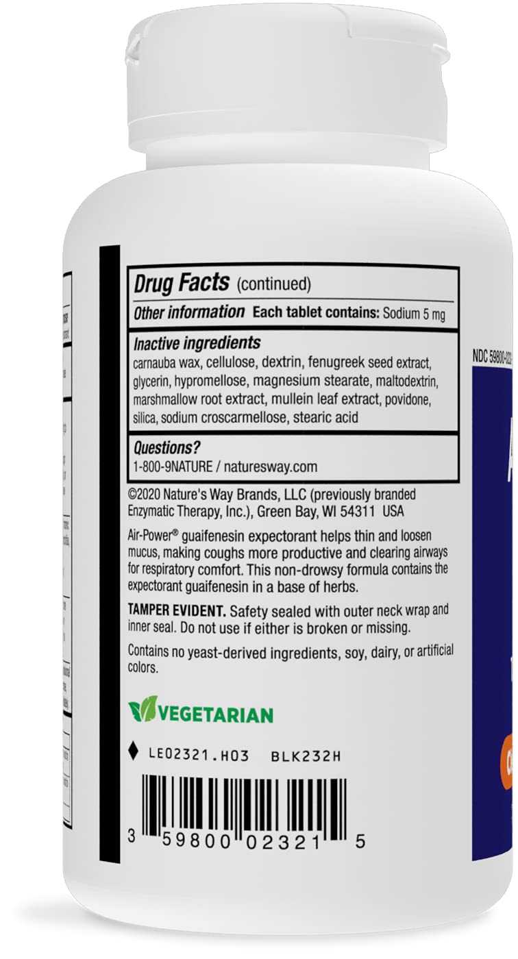 [Australia] - Enzymatic Therapy Air-Power Guaifenesin Expectorant Non-Drowsy 100 Count 