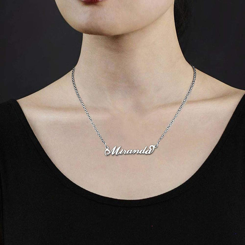 [Australia] - ShinyJewelry Personalized Name Necklace Custom Made Sterling Silver Pendant Gift for Women Girls Miranda 