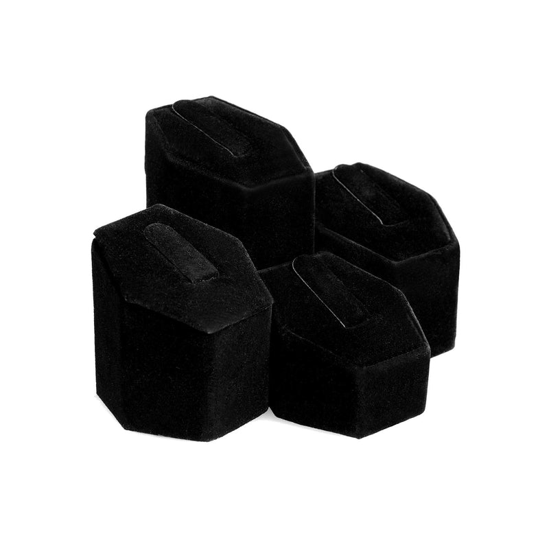 [Australia] - Mooca Jewelry Ring Stand Holder Display Set, Ring Holders for Jewelry Ring Organizer, Storage Jewelry Organizer Jewelry Stand Pedestals Display 4 Pcs Set, Black Velvet 