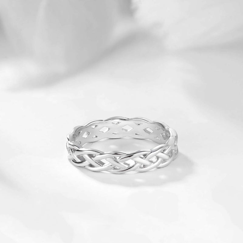 [Australia] - SOMEN TUNGSTEN 925 Sterling Silver Ring 4mm Eternity Celtic Knot Wedding Band for Women Size 3-13 