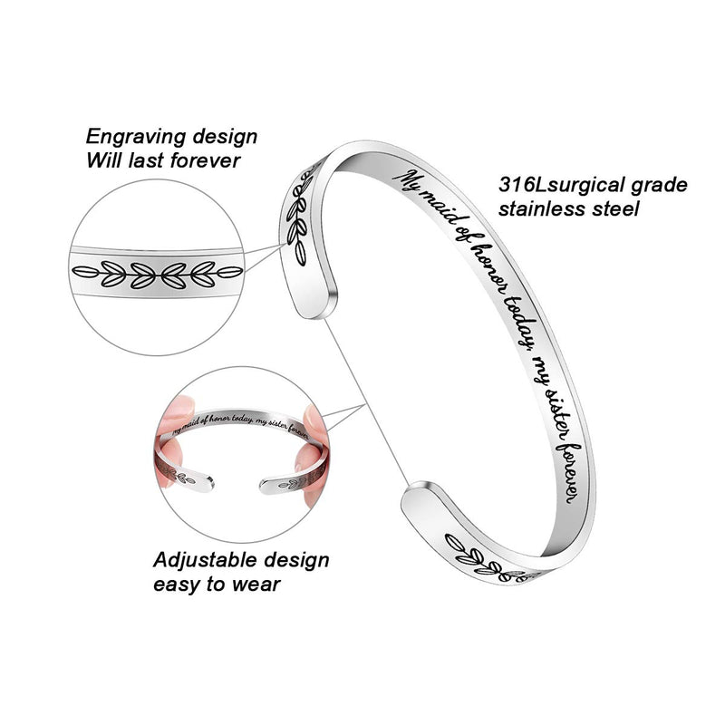 [Australia] - Bridesmaid Proposal Gifts Adjustable Bracelets - I Couldn't Say I DO Without You Stainless Steel Engraved Cuff Wedding Bangle for Bride Tribe Bridesmaid Maid of Honor 1 Pcs Silver Maid of Honor 