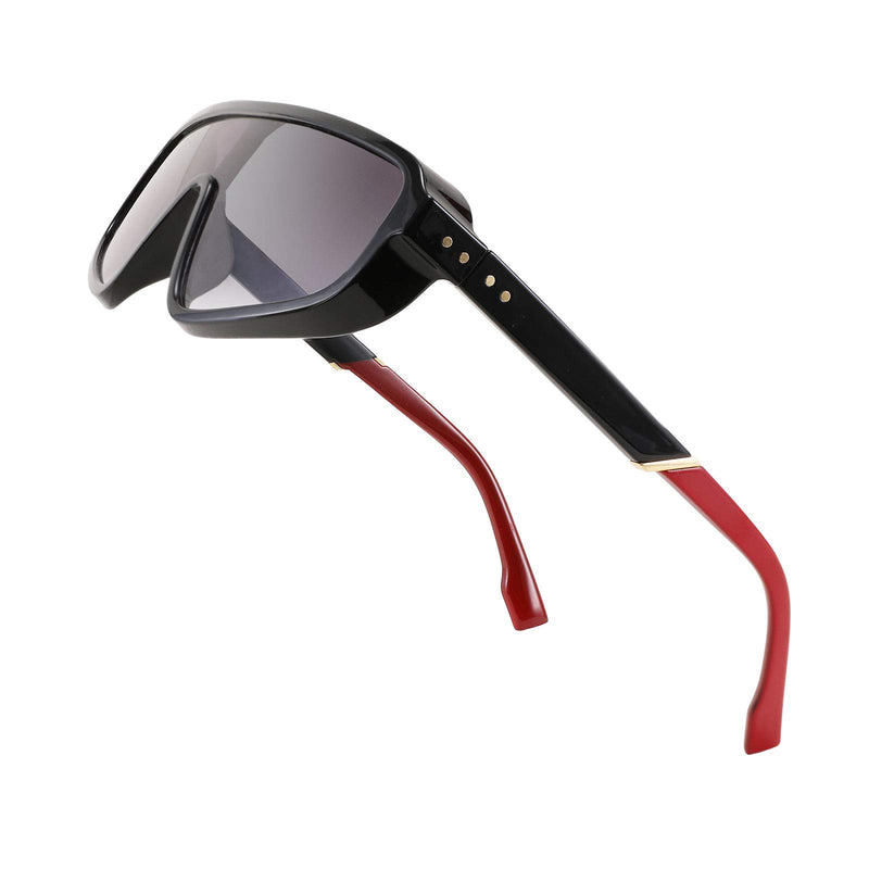 [Australia] - FEISEDY Retro One Piece Sunglasses Sport Siamese Shades Goggles for Men Women B2722 Black 68 Millimeters 